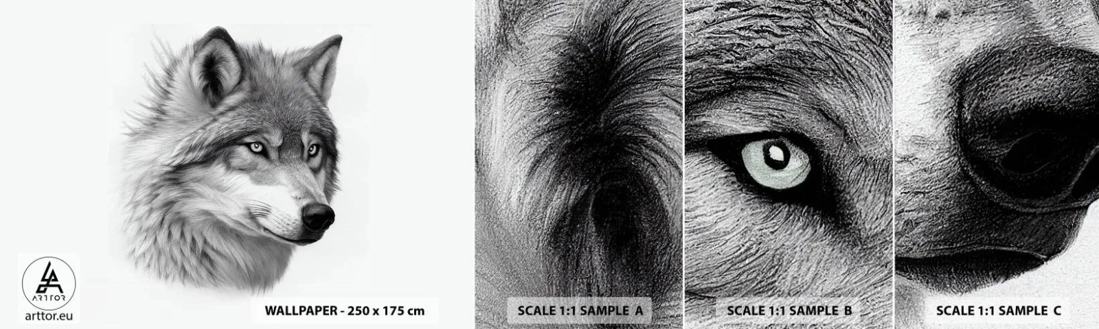 Échantillon de Papier Peint Autocollant Deluxe Sticker - Alpha – sans aucun doute - Loup, Animal, scandinave - 100x30 cm