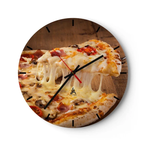 Horloge murale - Pendule murale - Une tranche de pizza juteuse avec du fromage fondant - 30x30cm - Un chef-d'œuvre de l'art italien - Décoration murale moderne pour le salon, la cuisine et la chambre ARTTOR