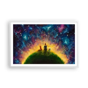 Affiche dans un cadre blanc - Poster - Amour et amitié - le monde entier - 91x61 cm