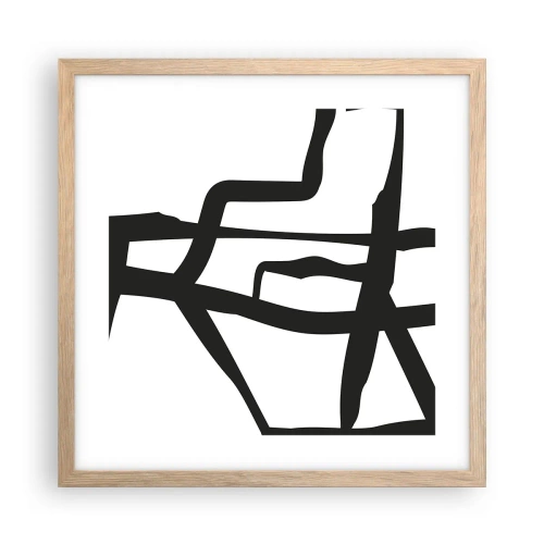 Affiche dans un chêne clair - Poster - Conception noir et blanc - 40x40 cm