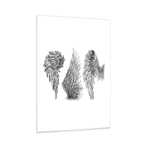 Impression sur verre - Image sur verre - Ailes d'ange en graphisme artistique noir et blanc - 50x70cm - Et tu peux devenir un ange - Décoration murale moderne pour le salon et la chambre ARTTOR
