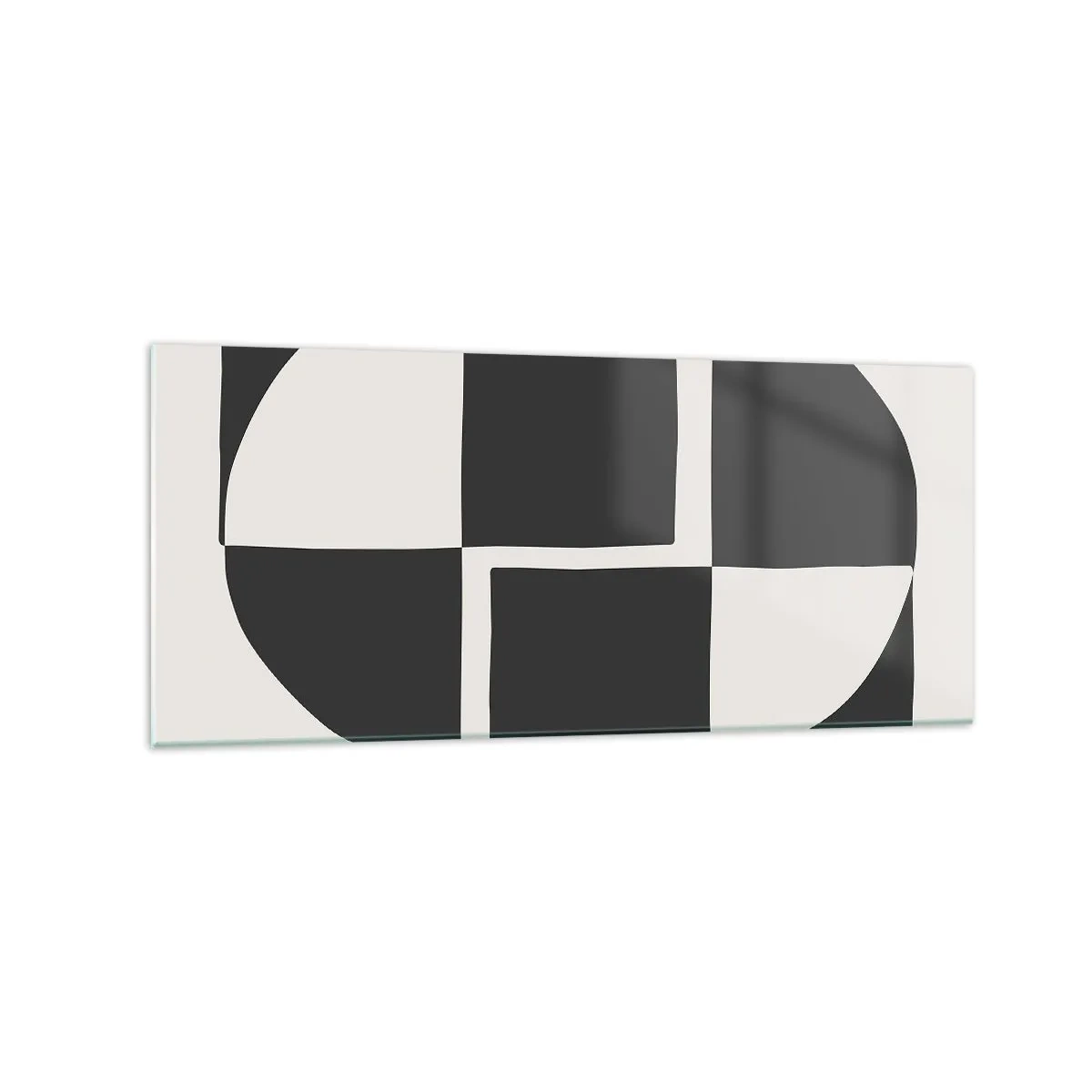 Impression sur verre - Image sur verre - Formes géométriques abstraites en noir et blanc - 120x50cm - Antithèse - Synthèse - Décoration murale moderne pour le salon et la chambre ARTTOR