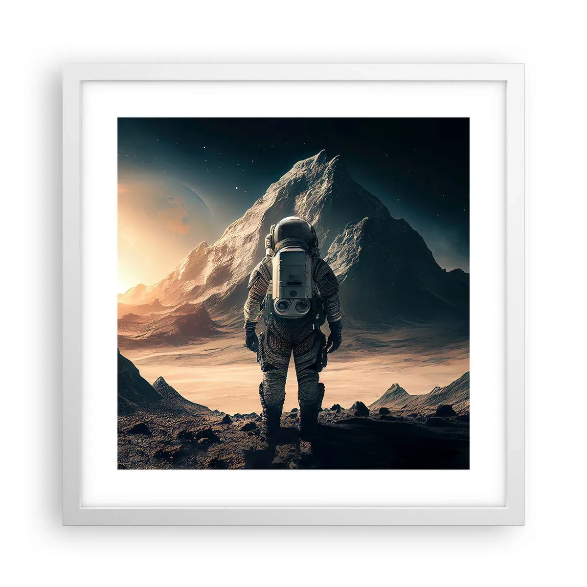 Affiche dans un cadre blanc - Poster - Nouveau défi - 40x40 cm