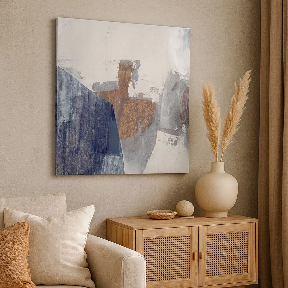 Impression sur toile - Image sur toile - Formes bleues et brunes - 30x30 cm