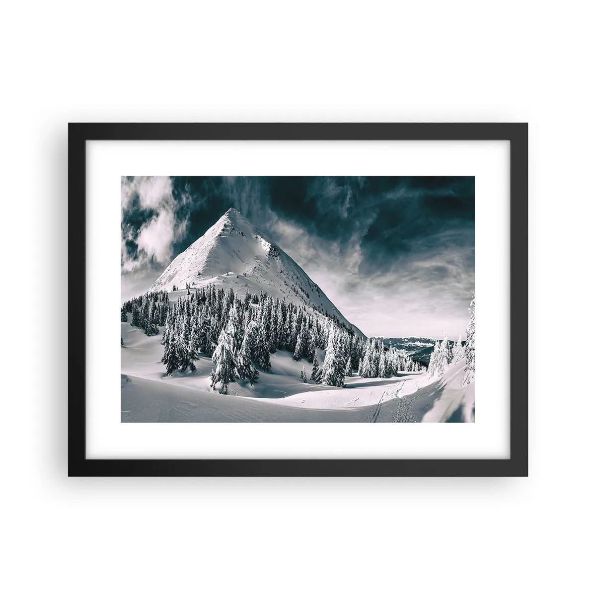Affiche dans un cadre noir - Poster - Le pays de la neige et de la glace - 40x30 cm