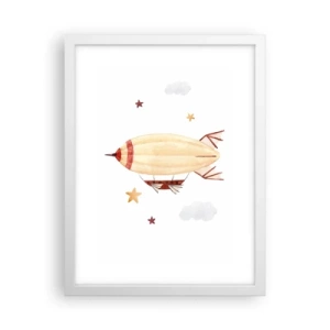 Affiche dans un cadre blanc - Poster - Dirigeable - 30x40 cm
