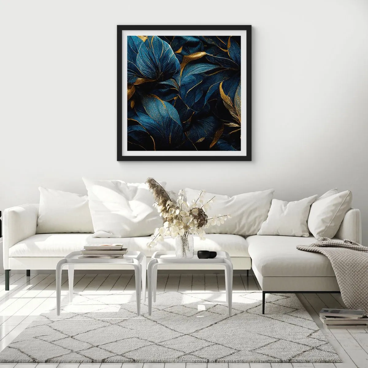 Affiche dans un cadre noir - Poster - Des dessous dorés - 30x30 cm