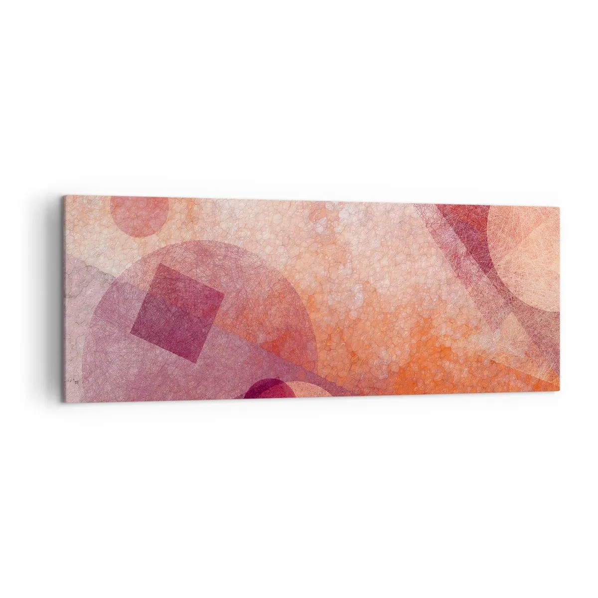 Impression sur toile - Image sur toile - Formes géométriques abstraites dans des tons pastel de rose - 140x50cm - Transformations géométriques en rose - Décoration murale moderne pour le salon et la chambre ARTTOR