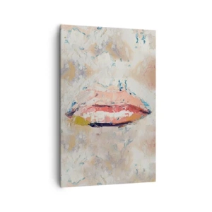 Impression sur toile - Image sur toile - Une composition abstraite représentant les lèvres d'une femme aux couleurs pastel. - 80x120cm - Éveil la pensée - Décoration murale moderne pour le salon et la chambre ARTTOR