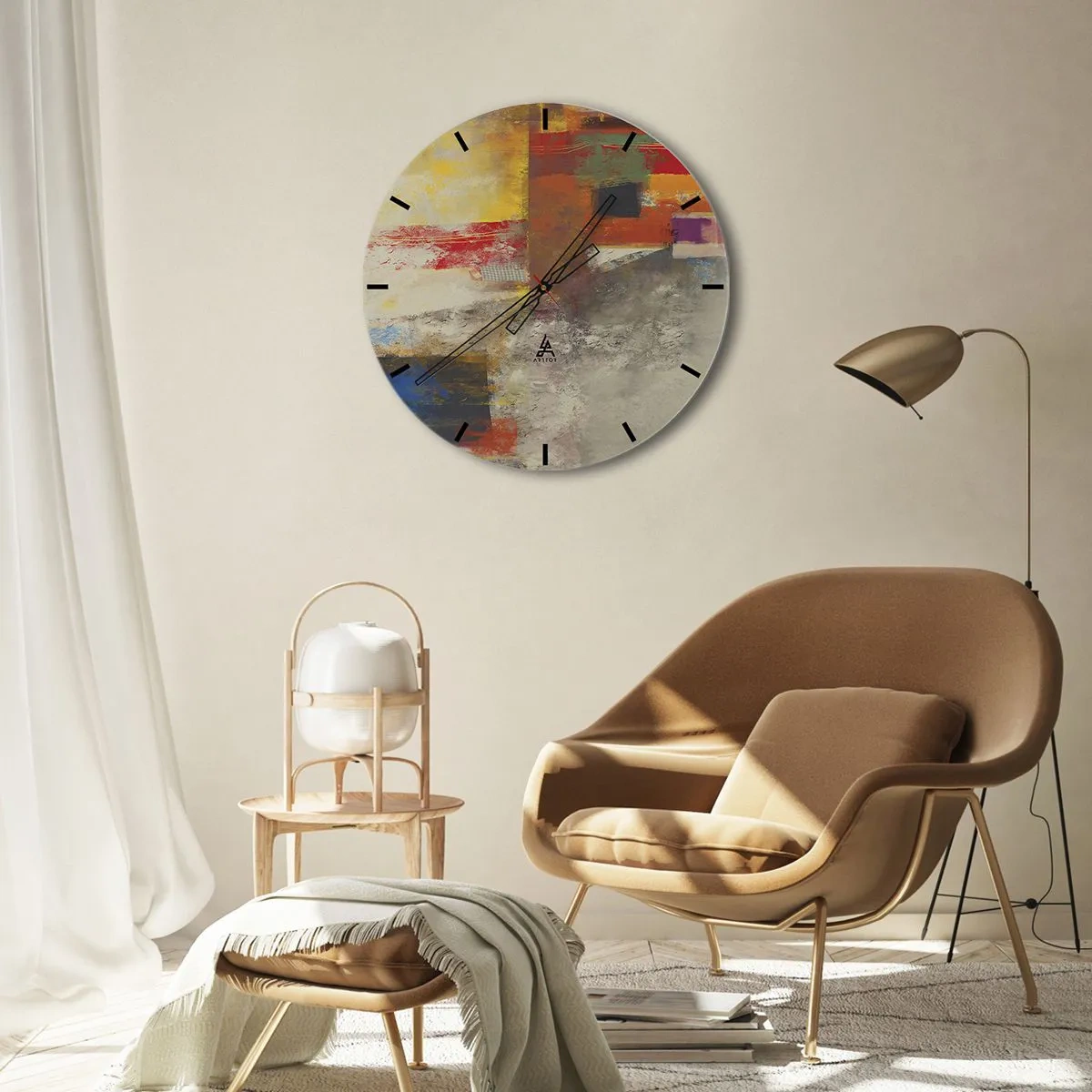 Horloge murale - Pendule murale - Géométrie des couleurs - 40x40 cm