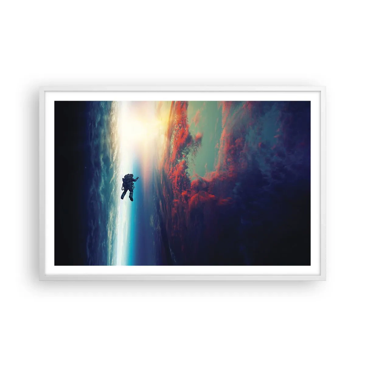 Affiche dans un cadre blanc - Poster - Affronter l'univers - 91x61 cm