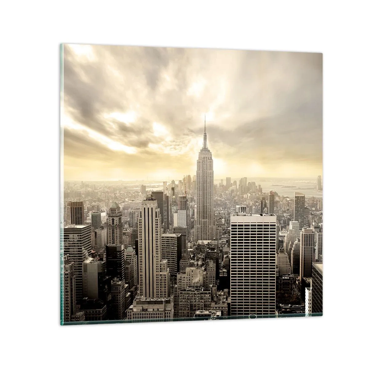 Impression sur verre - Image sur verre - New York tissé de gris - 60x60 cm