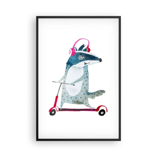 Affiche dans un cadre noir - Poster - La joie du blaireau - 61x91 cm