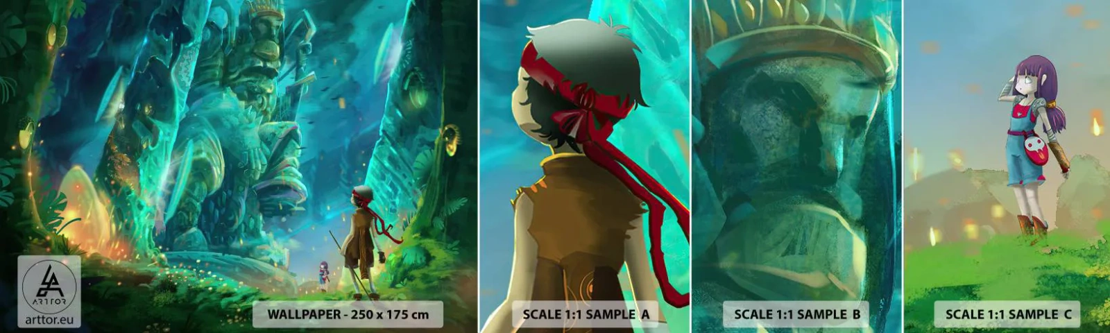 Échantillon de Papier Peint Autocollant Deluxe Sticker - Du grand livre des contes de fées - Fantaisie, Conte de fées pour les enfants, Conte de fées - 100x30 cm