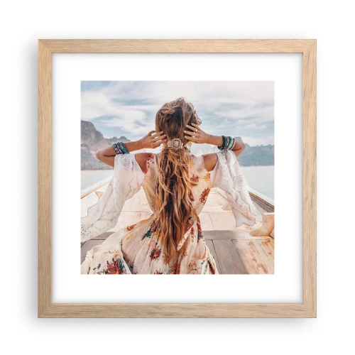 Affiche dans un chêne clair - Poster - En route vers le bonheur - 30x30 cm