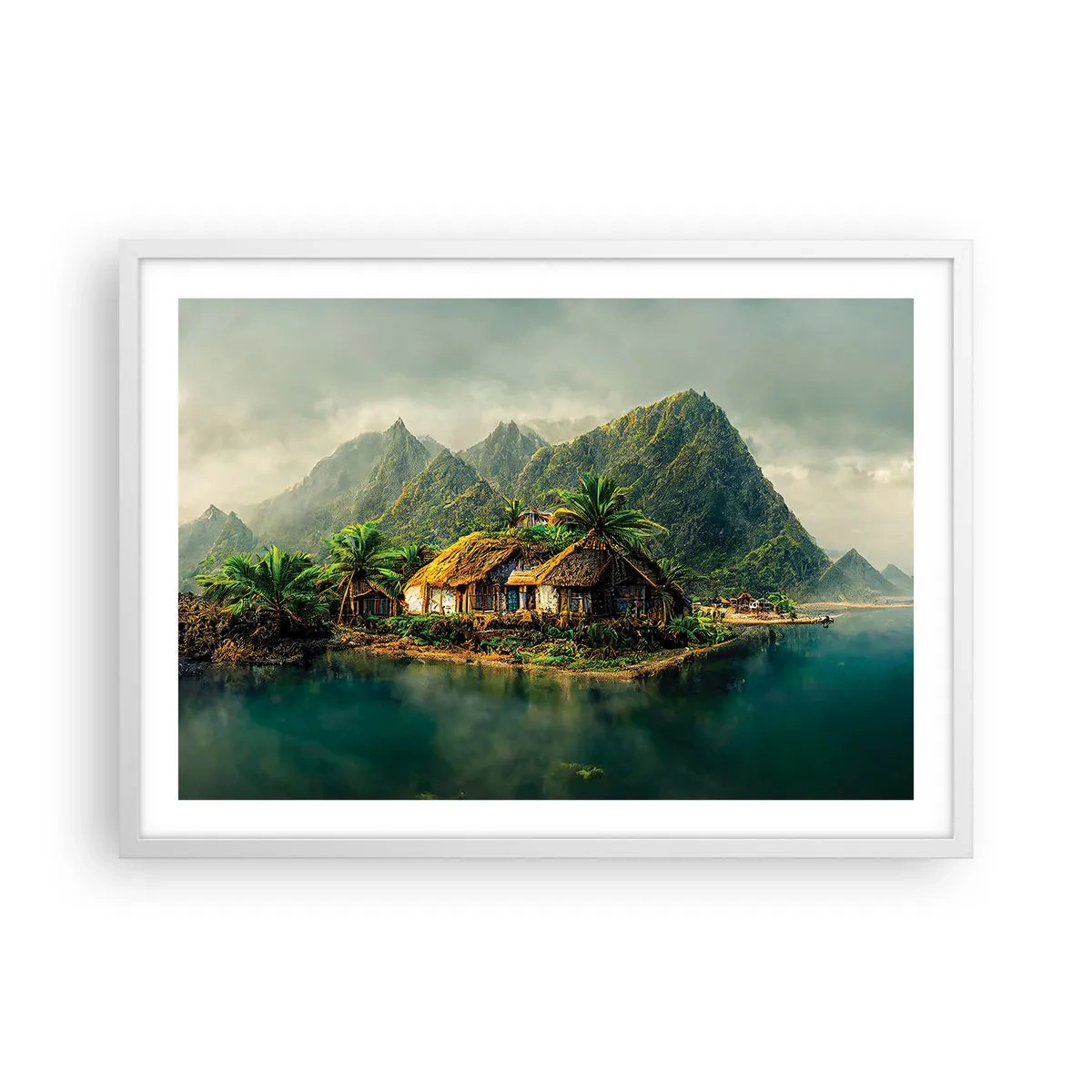 Affiche dans un cadre blanc - Poster - Paradis tropical - 70x50 cm
