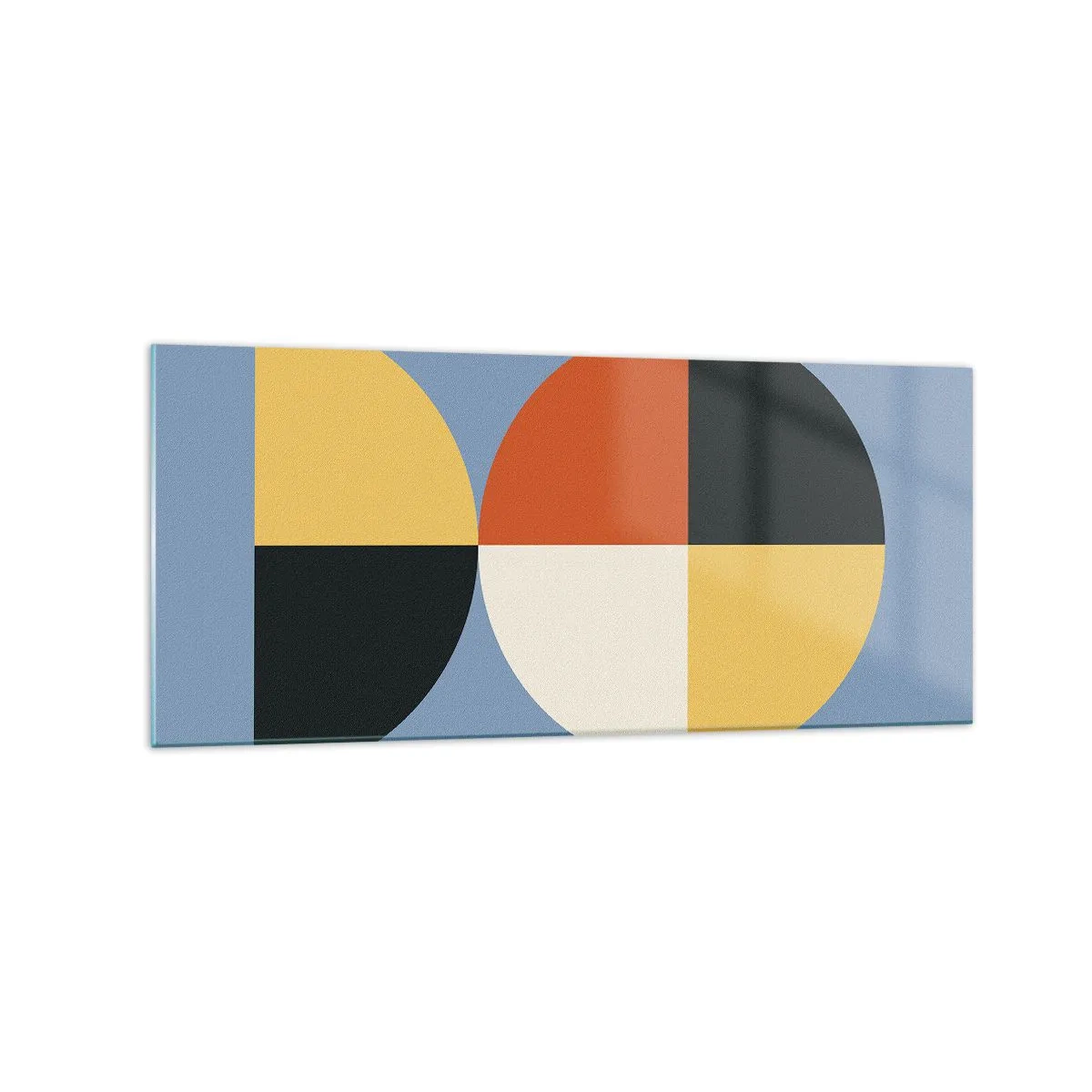 Impression sur verre - Image sur verre - Cercles géométriques sur fond bleu - 120x50cm - Regarde et compte - Décoration murale moderne pour le salon et la chambre ARTTOR