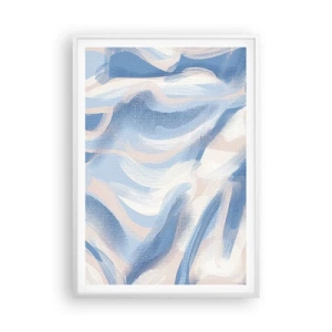 Affiche dans un cadre blanc - Poster - Vagues bleues - 70x100 cm