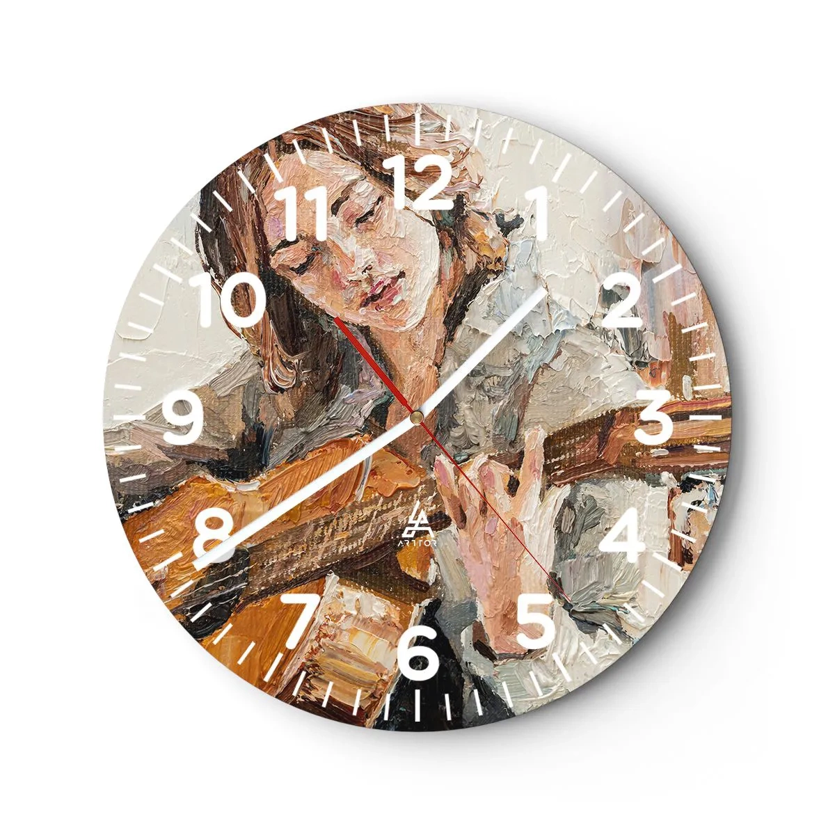 Horloge murale - Pendule murale - Concerto pour guitare et coeur de fille - 40x40 cm
