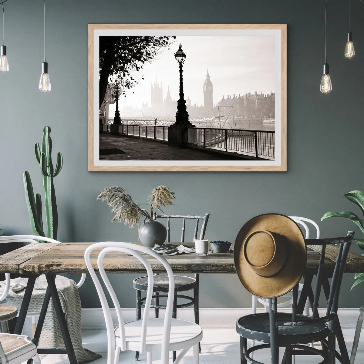 Affiche dans un chêne clair - Poster - Un matin londonien - 100x70 cm