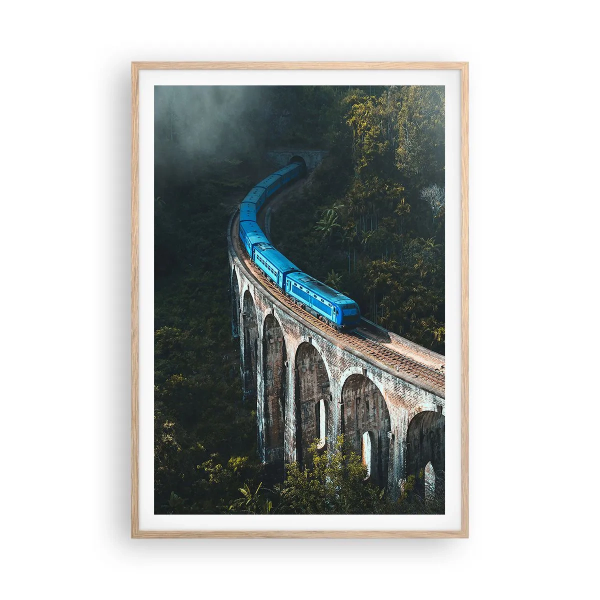 Affiche dans un chêne clair - Poster - Train nature - 70x100 cm