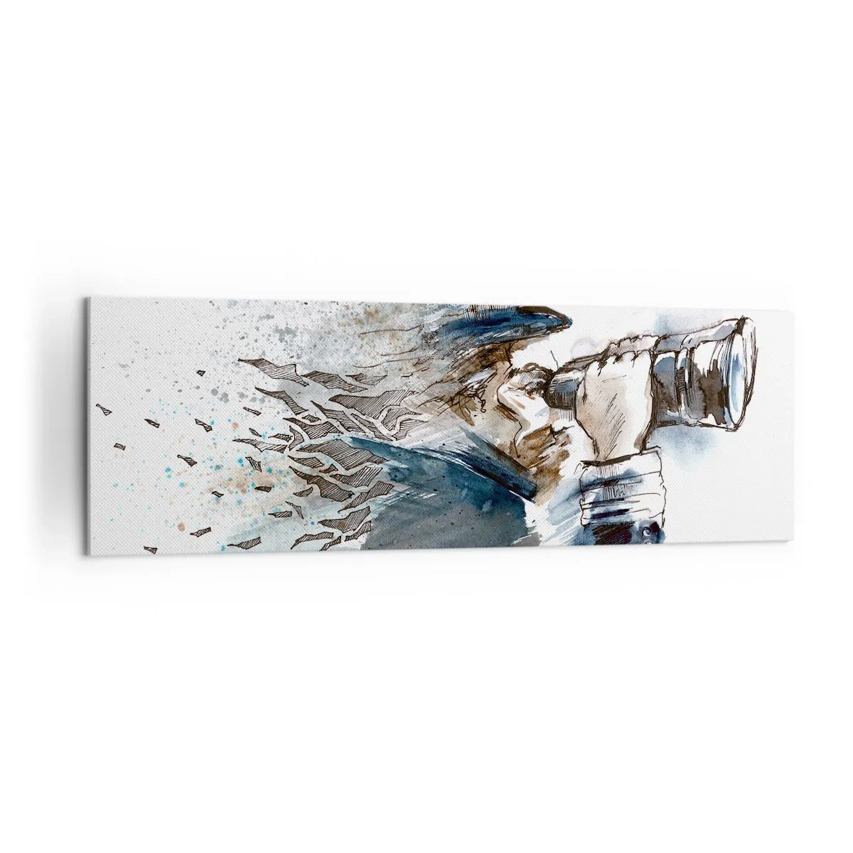 Impression sur toile - Image sur toile - Un capitaine avec des jumelles dans une scène d'aquarelle dynamique - 160x50cm - Dix sur l'échelle de Beaufort ! - Décoration murale moderne pour le salon et la chambre ARTTOR