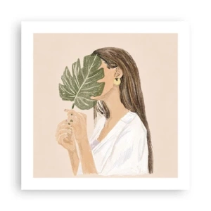 Affiche - Poster - Portrait mystérieux avec un éventail - 50x50 cm
