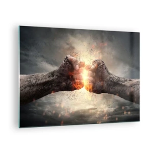 Impression sur verre - Image sur verre - Résistez au combat - 70x50cm - Lève-toi pour le combat - Décoration murale moderne pour le salon et la chambre ARTTOR