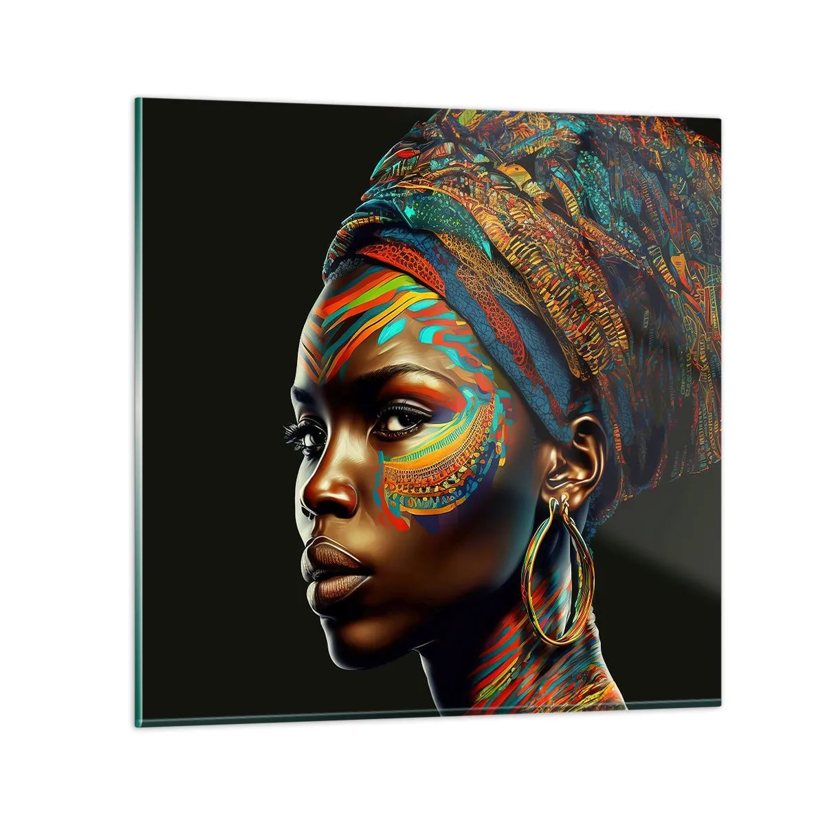 Impression sur verre - Image sur verre - reine africaine - 60x60 cm