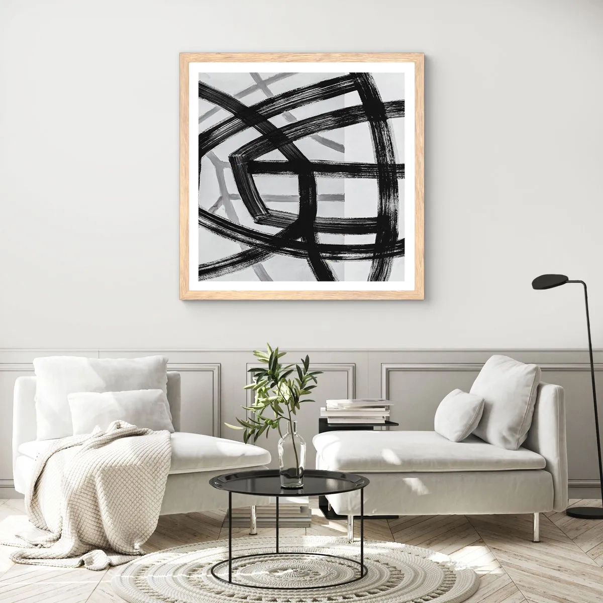 Affiche dans un chêne clair - Poster - Profondeur du bâtiment - 60x60 cm