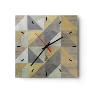 Horloge murale - Pendule murale - Composition géométrique de triangles aux tons terreux - 30x30cm - Suivant l'angle du triangle - Décoration murale moderne pour le salon et la chambre ARTTOR