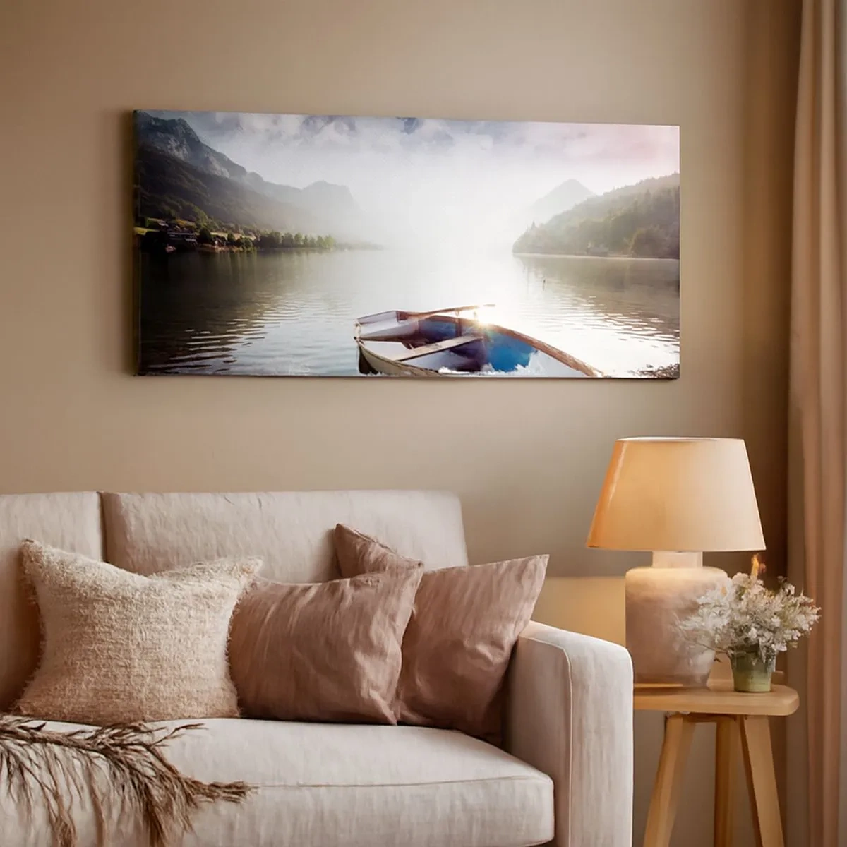 Impression sur toile - Image sur toile - Au bord de la grande et limpide eau - 100x40 cm