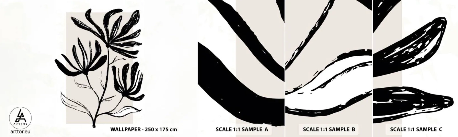 Échantillon De Papier Peint Standard Eco - Esquisse pour l'herbier - Fleur, Minimaliste, Moderne - 100x30 cm