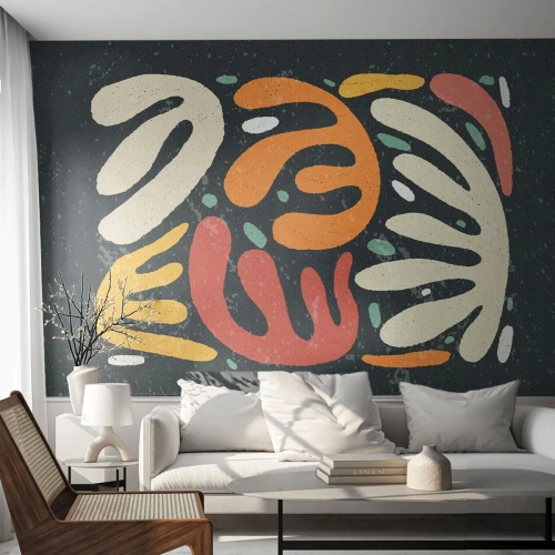 Papier Peint Photo Premium Sand - Composition abstraite aux couleurs chaudes - 100x70cm - Composition – Je suis sur le point de t'attraper - Décoration murale moderne pour le salon et la chambre ARTTOR