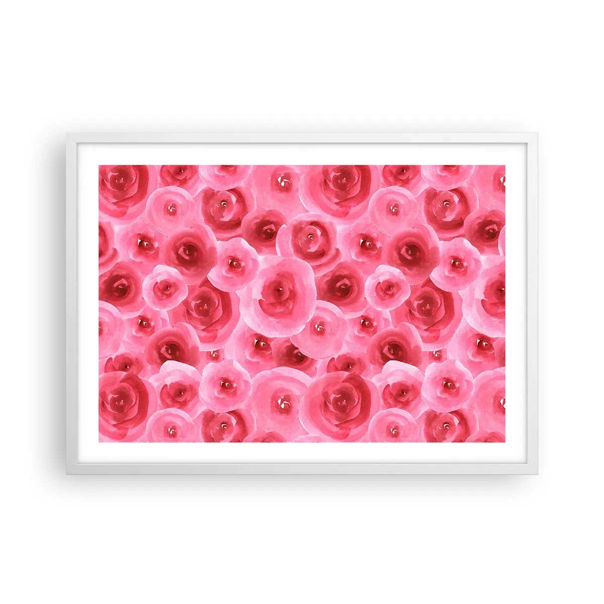 Affiche dans un cadre blanc - Poster - Roses en-haut et en-bas - 70x50 cm