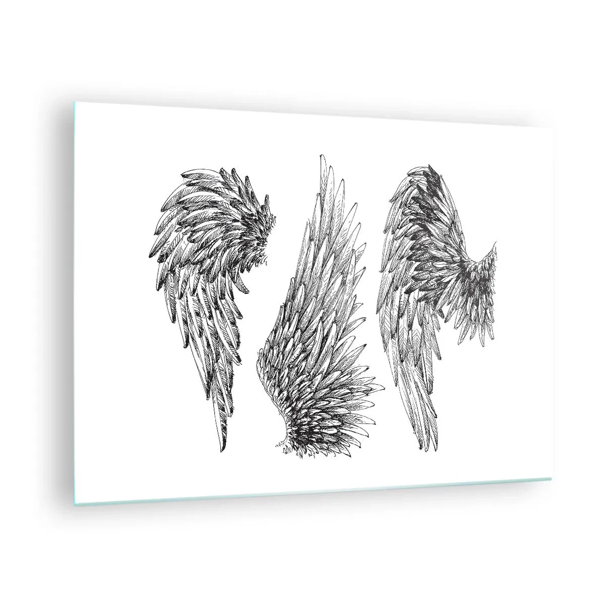 Impression sur verre - Image sur verre - Ailes d'ange en graphisme artistique noir et blanc - 70x50cm - Et tu peux devenir un ange - Décoration murale moderne pour le salon et la chambre ARTTOR