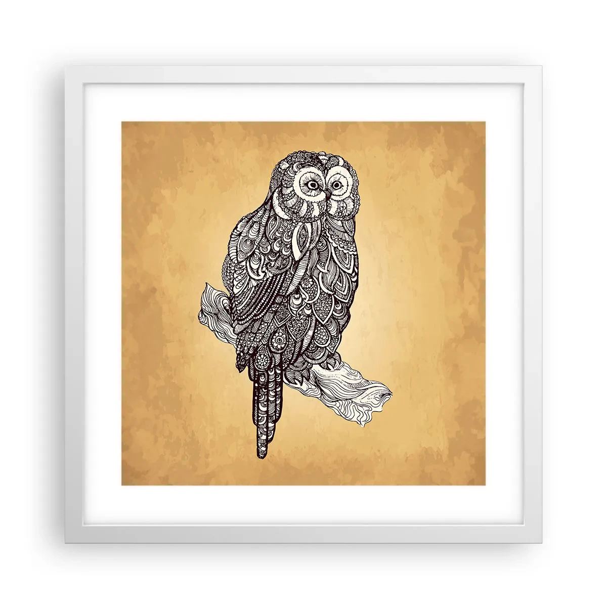 Affiche dans un cadre blanc - Poster - Ornements complexes de sagesse - 40x40 cm