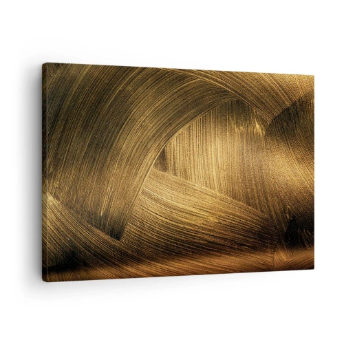 Impression sur toile - Image sur toile - Coups de pinceau abstraits dorés - 70x50cm - Dans un labyrinthe en or - Décoration murale moderne pour le salon et la chambre ARTTOR