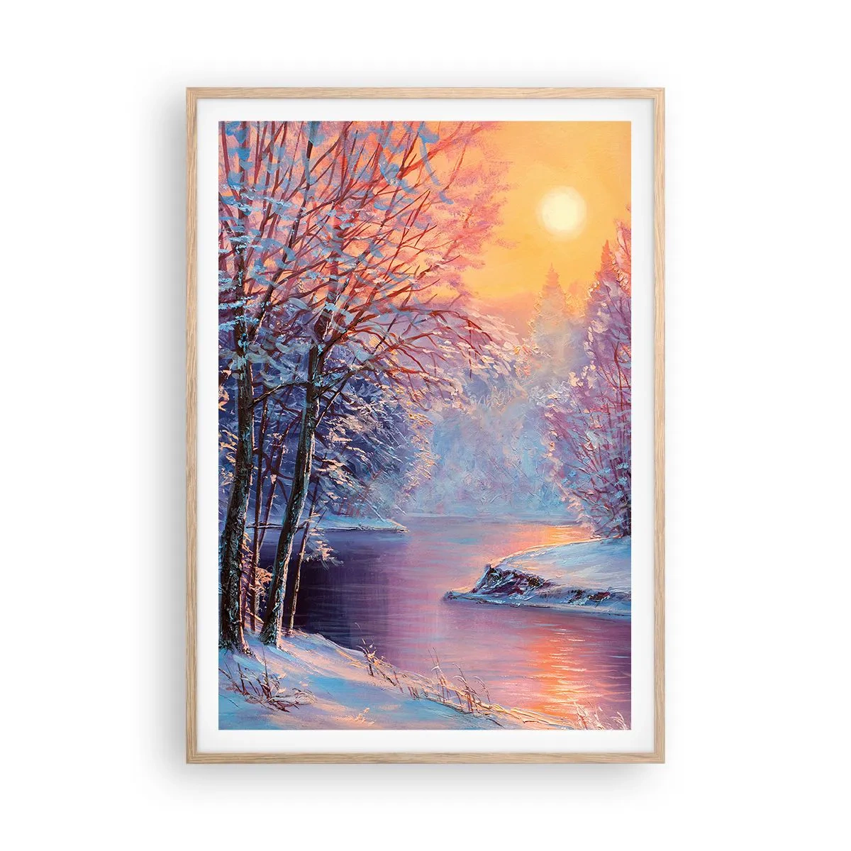 Affiche dans un chêne clair - Poster - Couleurs d'hiver - 70x100 cm