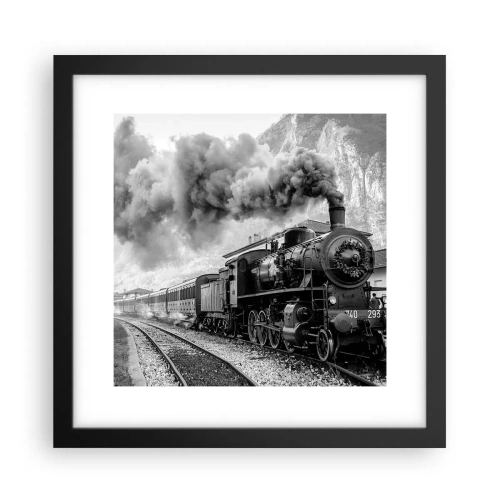 Affiche dans un cadre noir - Poster - Attend à la gare... - 30x30 cm