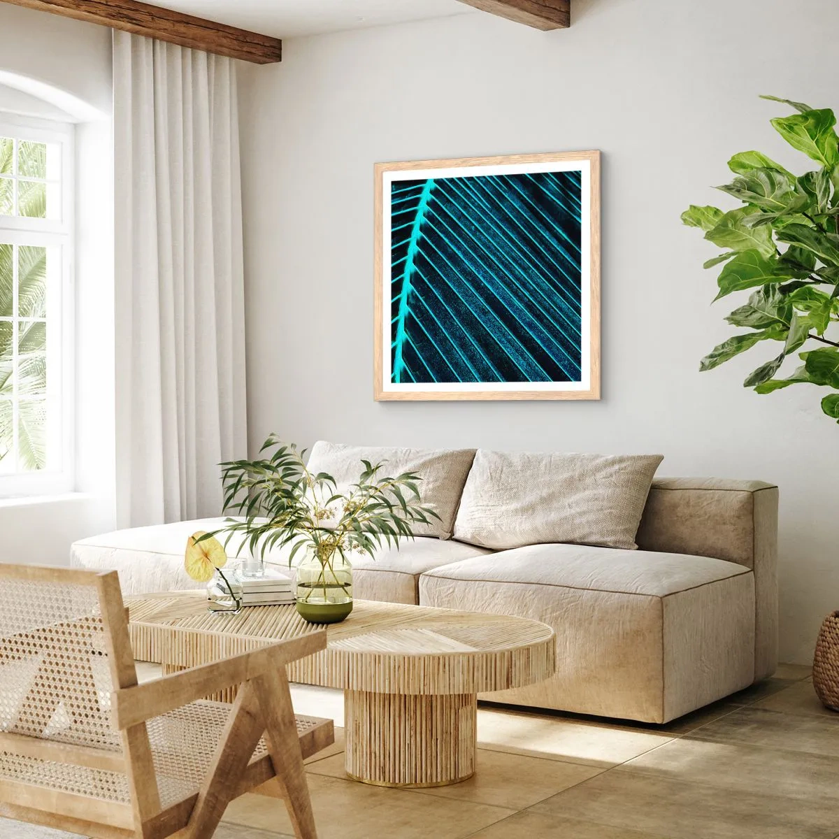 Affiche dans un chêne clair - Poster - Texture verte - 40x40 cm