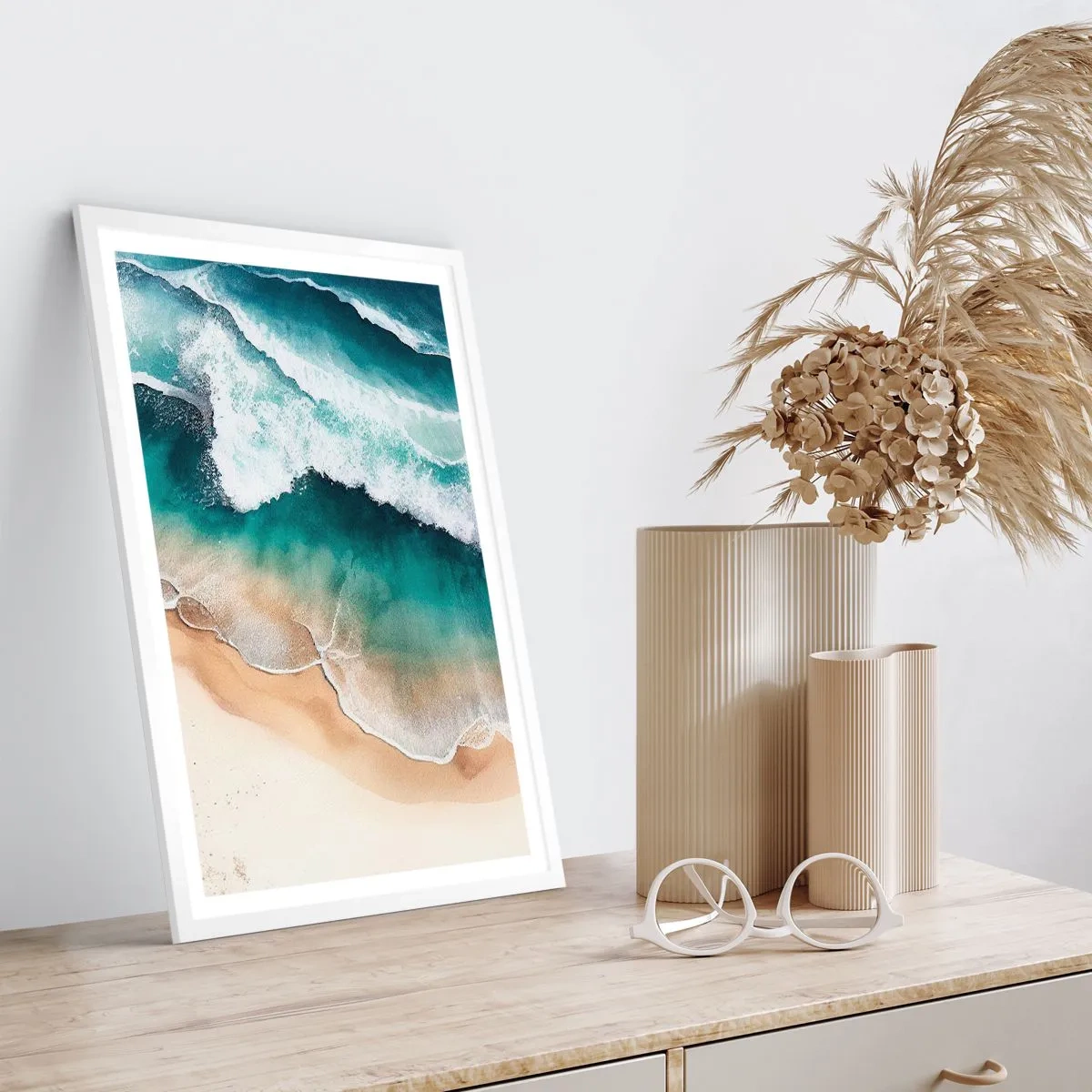 Affiche dans un cadre blanc - Poster - La rencontre éternelle - 61x91 cm