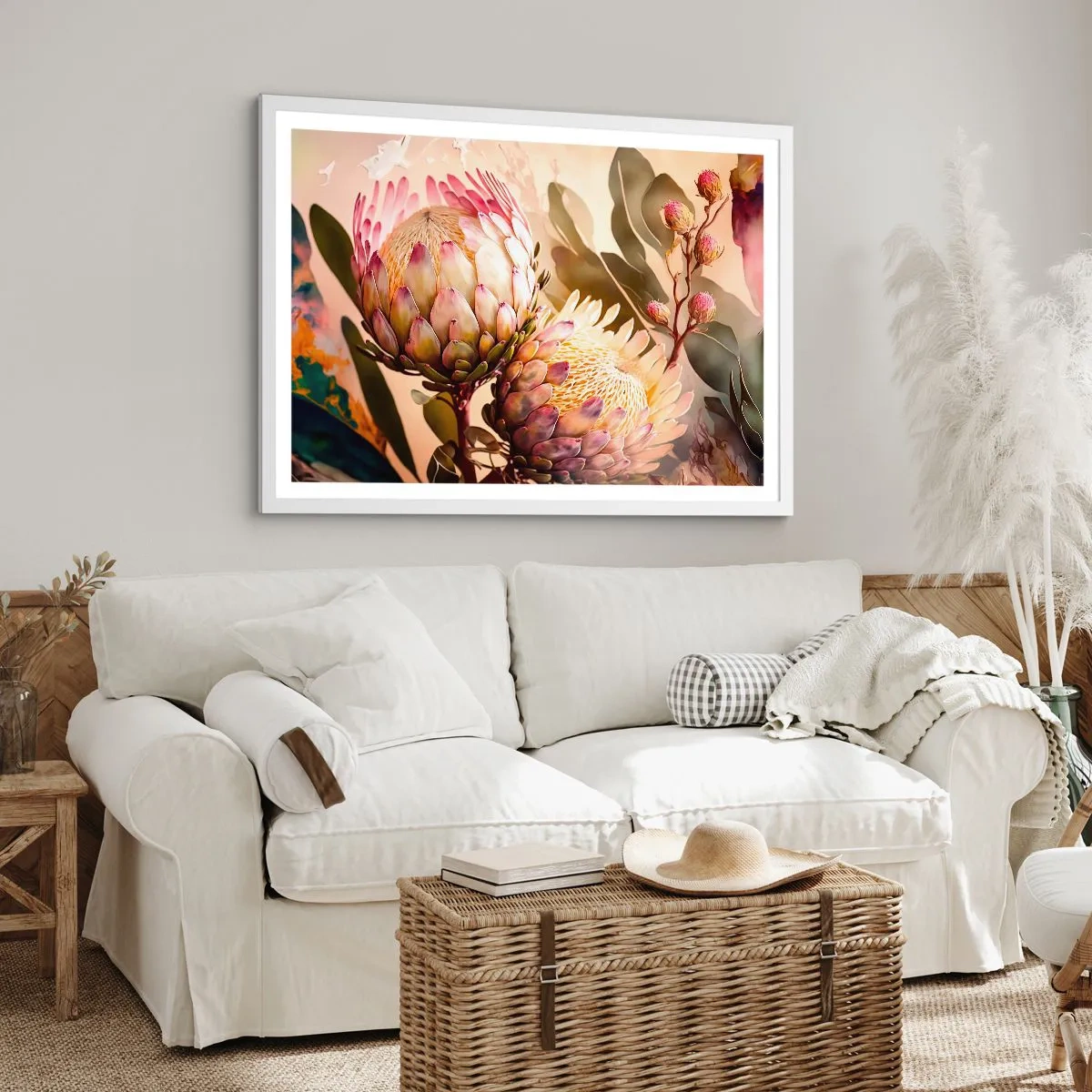 Affiche dans un cadre blanc - Poster - Tendrement embrassé - 100x70 cm