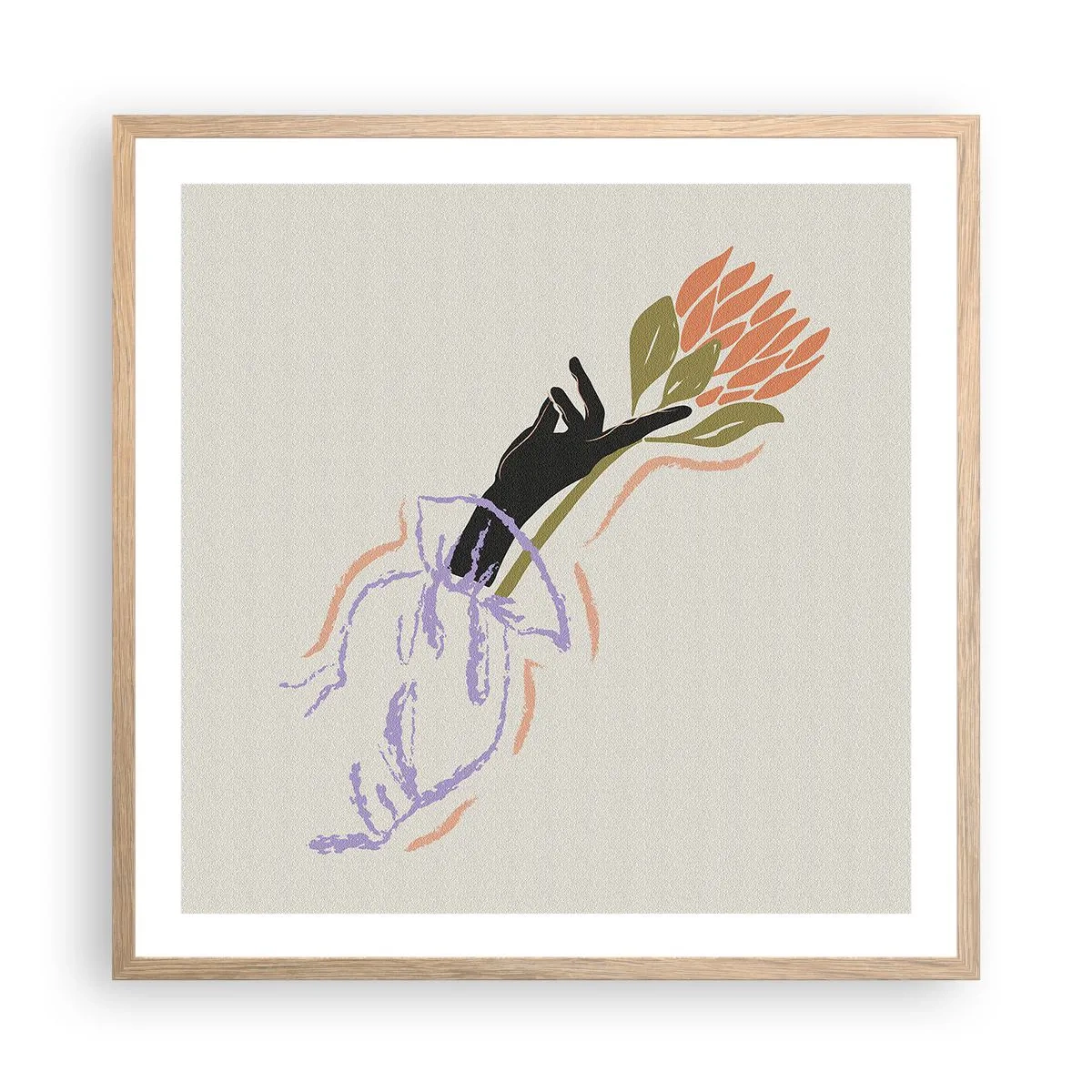 Affiche dans un chêne clair - Poster - Touche fraternelle - 60x60 cm