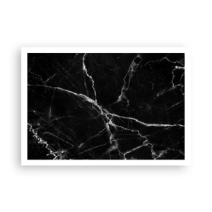 Affiche - Poster - Marbre noir avec des veines blanches dans les détails - 100x70cm - La vie secrète de la pierre - Décoration murale moderne pour le salon et la chambre ARTTOR