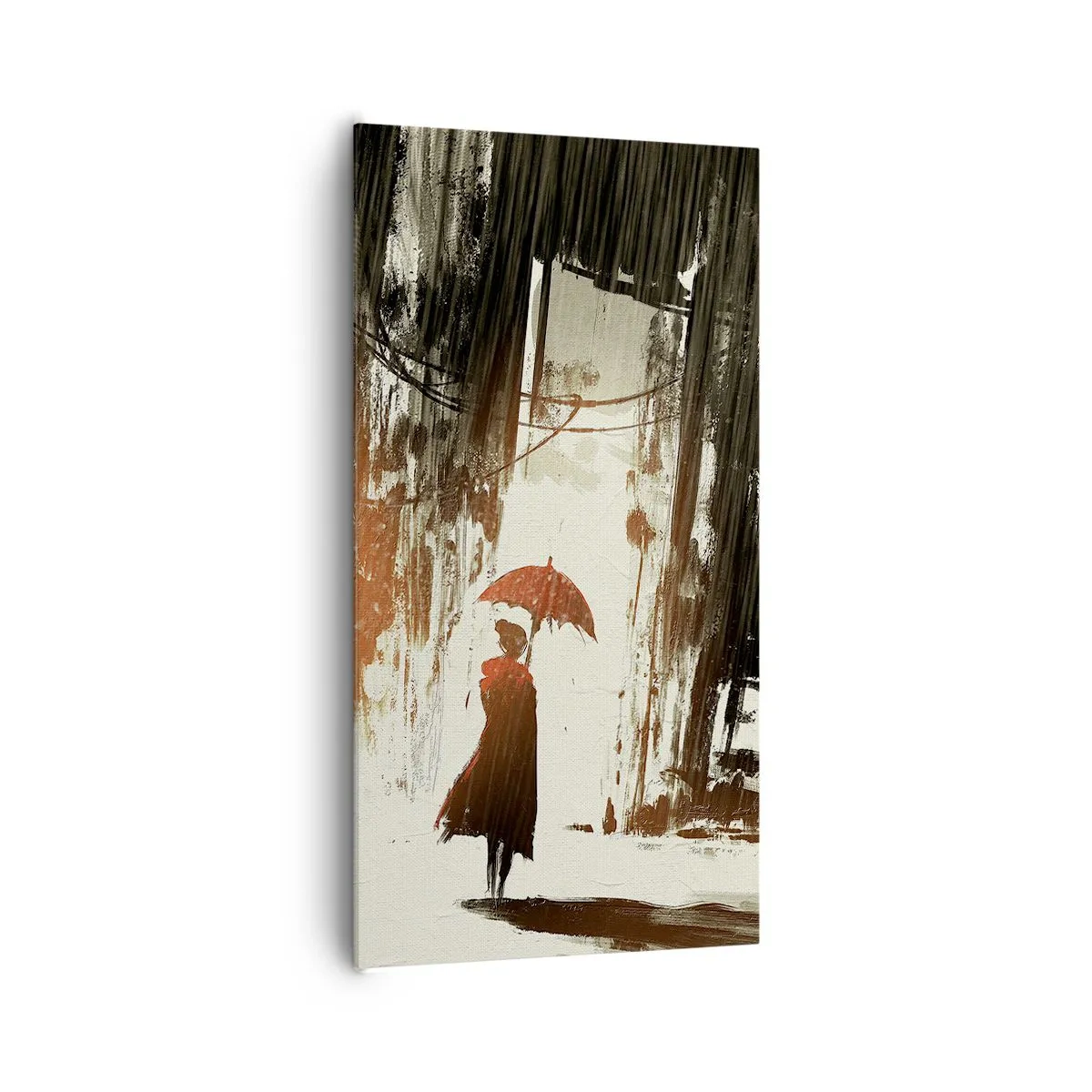 Impression sur toile - Image sur toile - La poésie du parapluie rouge - 65x120 cm