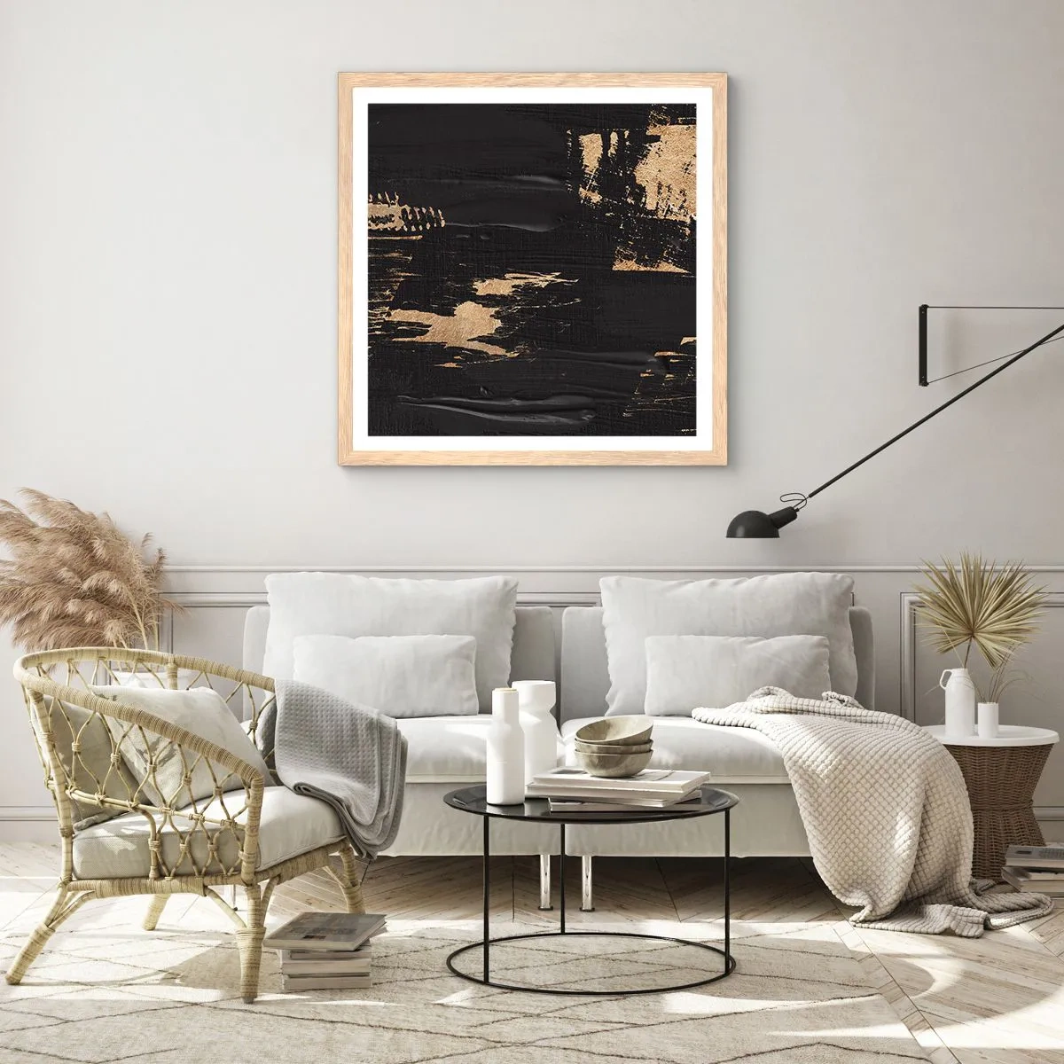 Affiche dans un chêne clair - Poster - Empreinte du toucher - 30x30 cm