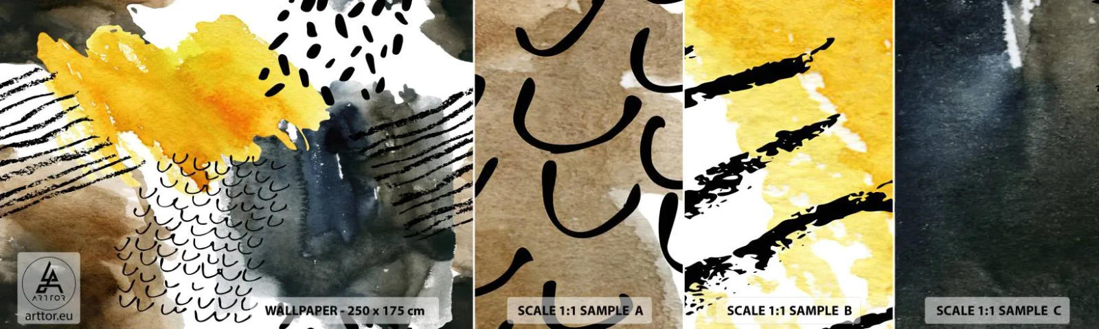 Échantillon de Papier Peint Autocollant Deluxe Sticker - Rencontre des éléments - Abstraction, Morceau, Art moderne - 100x30 cm