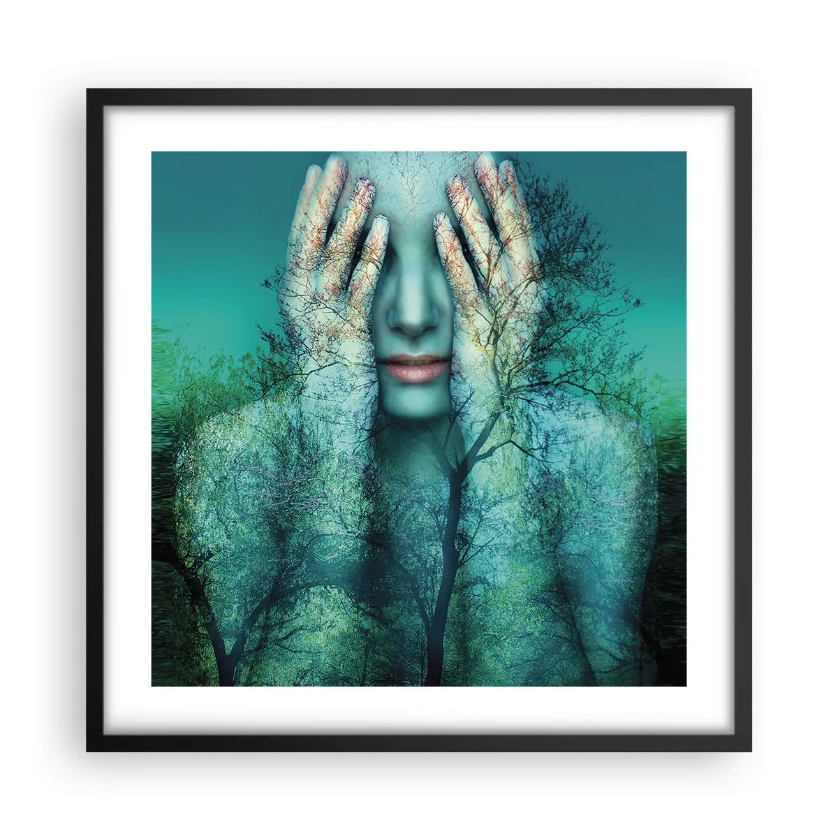 Affiche dans un cadre noir - Poster - immergé dans l'azur - 50x50 cm