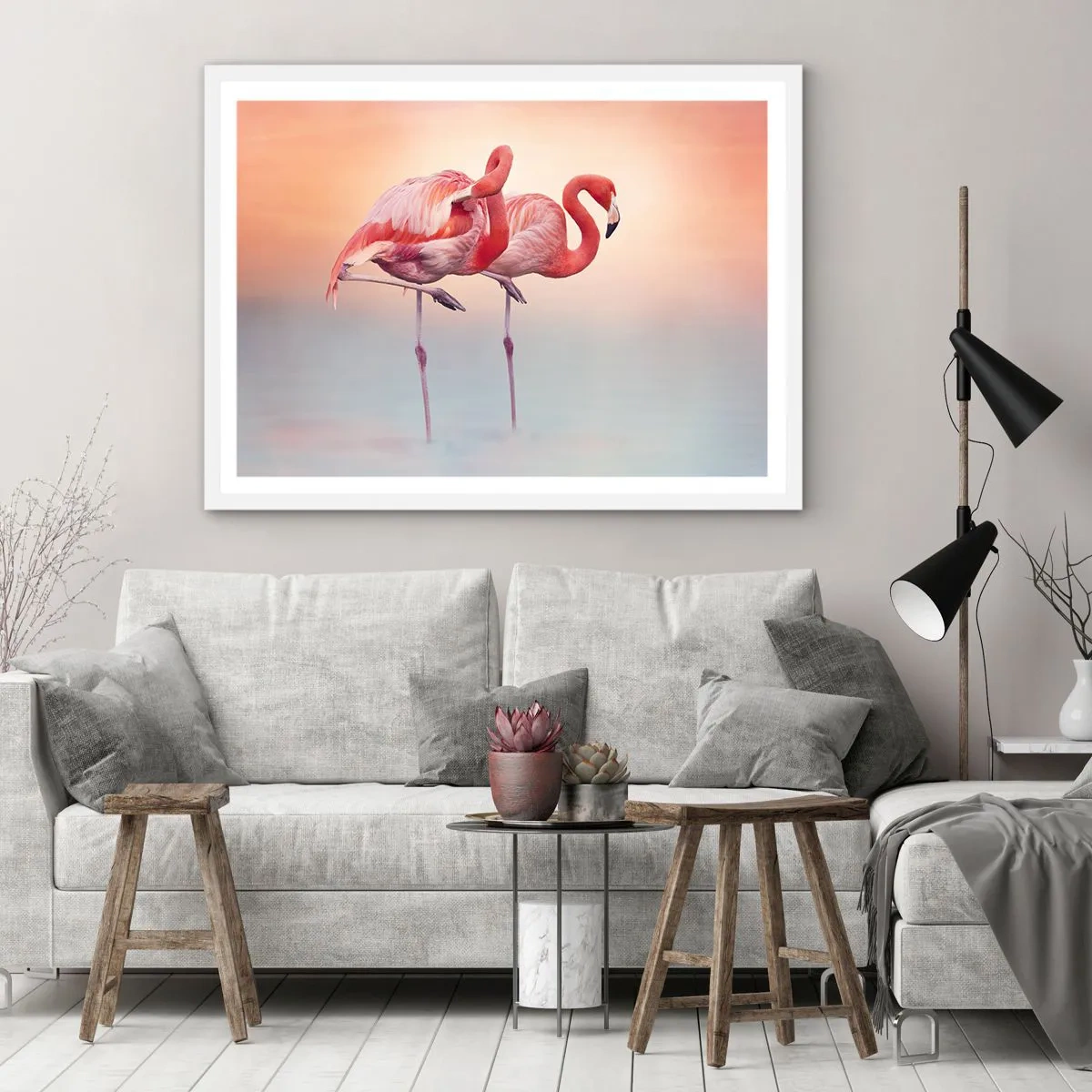 Affiche dans un cadre blanc - Poster - Dans les couleurs du soleil couchant - 50x40 cm